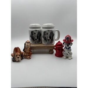 Vintage Dog Salt & Pepper Shakers Lot Vladimir Golden Retriever Dalmatian Hound